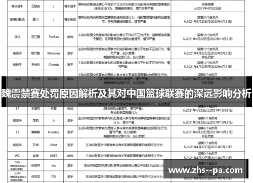 魏震禁赛处罚原因解析及其对中国篮球联赛的深远影响分析 魏震禁赛处罚原因解析及其对中国篮球联赛的深远影响分析